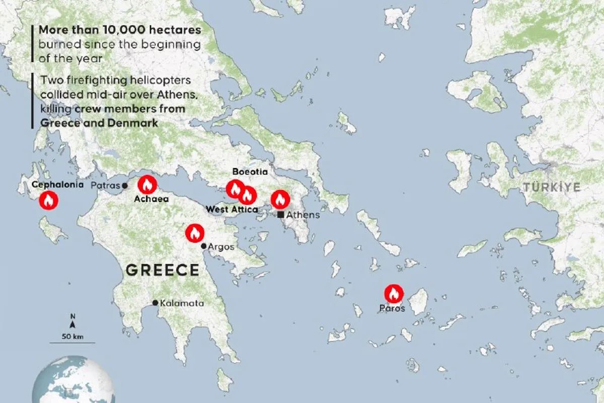 Požar kod Atene bjesni četvrti dan: 'Situacija je izvan kontrole', izgorjelo 10.000 hektara