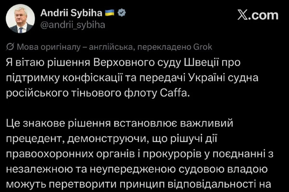 Schwedisches Gericht: Russisches Schiff Caffa mit gestohlenem Getreide geht an die Ukraine